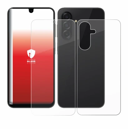 Image de l'appareil Samsung Galaxy A26 5G (Avant+Arrière) avec une grande variété de protections d'écran.