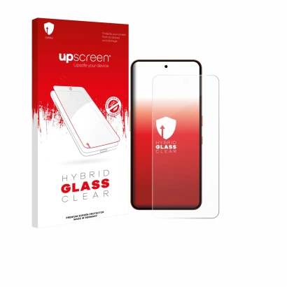 Face avant d’un emballage produit avec le logo de la marque upscreen. À côté, l’appareil Nothing CMF Phone 2 Pro est représent