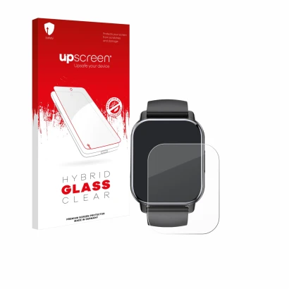 Face avant d’un emballage produit avec le logo de la marque upscreen. À côté, l’appareil Poounur T80 1.95" est représenté avec