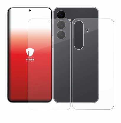 Image de l'appareil Samsung Galaxy S25 FE (Avant+Arrière) avec une grande variété de protections d'écran.