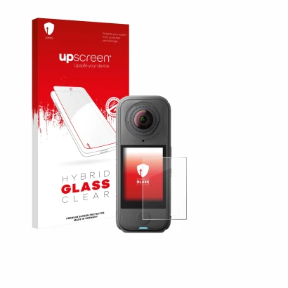 Face avant d’un emballage produit avec le logo de la marque upscreen. À côté, l’appareil Insta360 X4 Air est représenté avec l