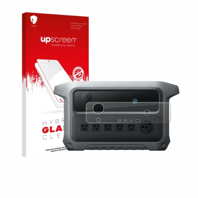 Face avant d’un emballage produit avec le logo de la marque upscreen. À côté, l’appareil Anker SOLIX C2000 Gen 2 est représent