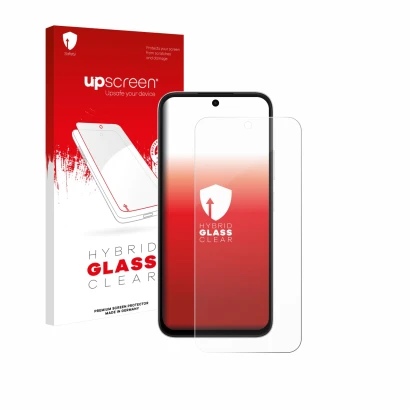 Face avant d’un emballage produit avec le logo de la marque upscreen. À côté, l’appareil Oppo A6s 4G est représenté avec la pr