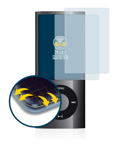 Image de l'appareil Apple iPod nano 2009 (5ème Gen.) avec une grande variété de protections d'écran.