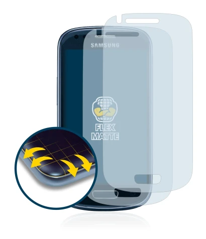 Image de l'appareil Samsung Galaxy S3 Mini I8190 avec une grande variété de protections d'écran.