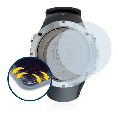Image de l'appareil Suunto Ambit3 Peak Sapphire avec une grande variété de protections d'écran.