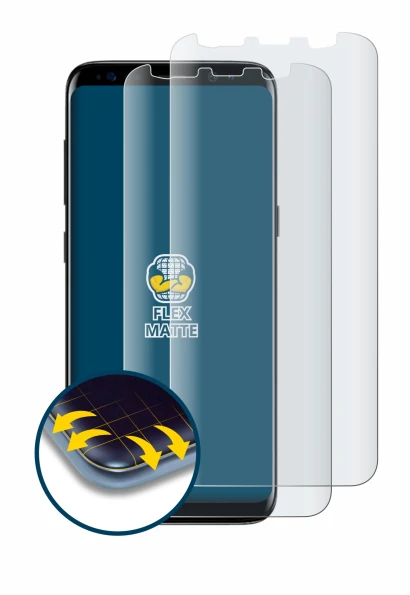 Image de l'appareil Samsung Galaxy S8 avec une grande variété de protections d'écran.