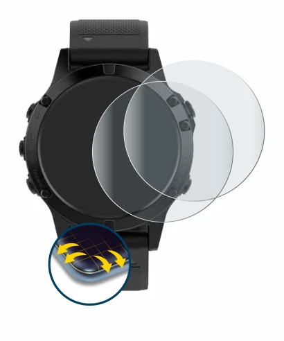 Image de l'appareil Garmin Fenix 5 (47 mm) avec une grande variété de protections d'écran.