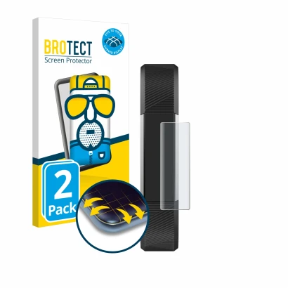 Face avant d’un emballage produit avec le logo de la marque BROTECT. À côté, l’appareil Fitbit Alta HR est représenté avec la 