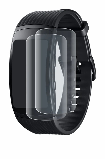 Image de l'appareil Samsung Gear Fit 2 Pro avec une grande variété de protections d'écran.
