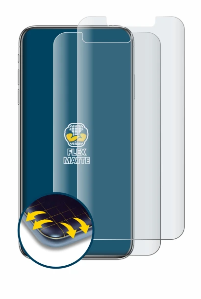 Image de l'appareil Apple iPhone Xs Max avec une grande variété de protections d'écran.