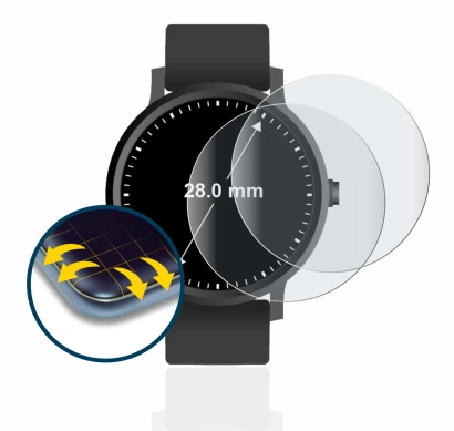 Image de l'appareil Circulaire Displays (ø: 28 mm) avec une grande variété de protections d'écran.