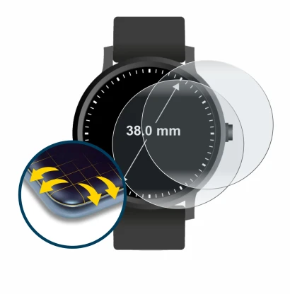 Image de l'appareil Circulaire Displays (ø: 38 mm) avec une grande variété de protections d'écran.