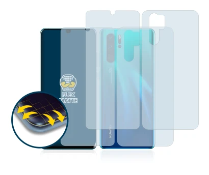 Image de l'appareil Huawei P30 Pro (Avant+Arrière) avec une grande variété de protections d'écran.