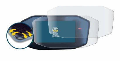 Image de l'appareil KTM 790 Duke avec une grande variété de protections d'écran.