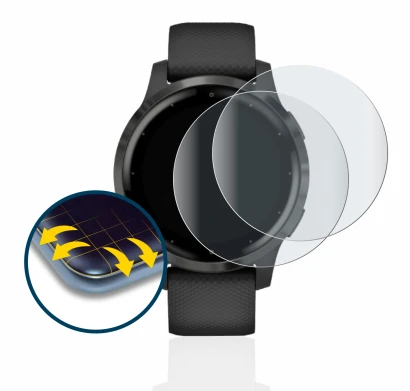 Image de l'appareil Garmin vivoactive 4 (45 mm) avec une grande variété de protections d'écran.