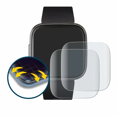 Image de l'appareil Fitbit Versa 2 avec une grande variété de protections d'écran.