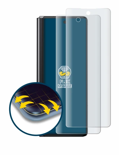 Image de l'appareil Samsung Galaxy Z Fold 2 5G avec une grande variété de protections d'écran.