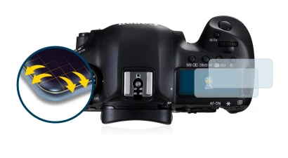 Image de l'appareil Canon EOS 5D Mark III (affichage des épaules) avec une grande variété de protections d'écran.