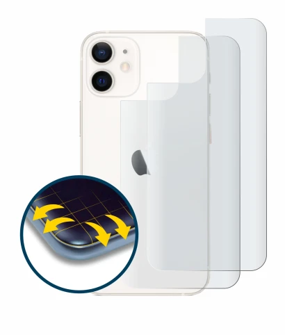 Image de l'appareil Apple iPhone 12 mini (Arrière) avec une grande variété de protections d'écran.