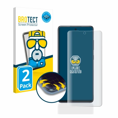 Face avant d’un emballage produit avec le logo de la marque BROTECT. À côté, l’appareil Samsung Galaxy S20 FE 5G est représent