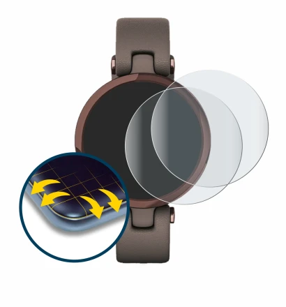 Image de l'appareil Garmin Lily avec une grande variété de protections d'écran.