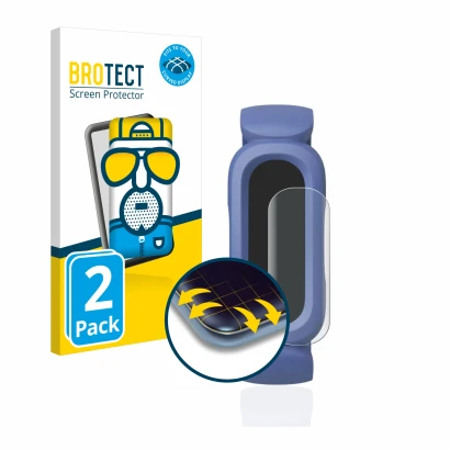 Face avant d’un emballage produit avec le logo de la marque BROTECT. À côté, l’appareil Fitbit Ace 3 est représenté avec la pr