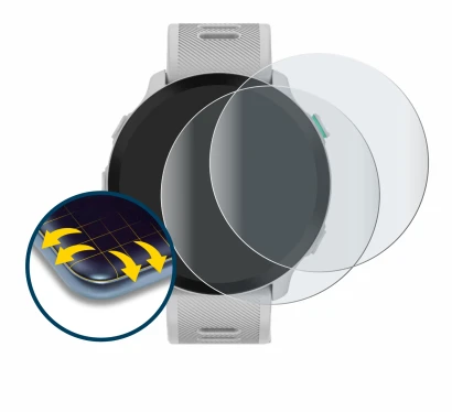 Image de l'appareil Garmin Forerunner 55 avec une grande variété de protections d'écran.