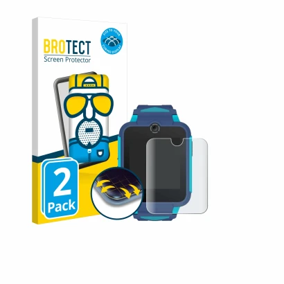 Face avant d’un emballage produit avec le logo de la marque BROTECT. À côté, l’appareil TCL Movetime Family Watch 2 est représ