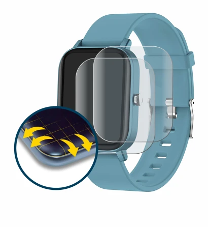 Image de l'appareil Pubu Smartwatch avec une grande variété de protections d'écran.