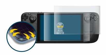 Image de l'appareil Valve Steam Deck avec une grande variété de protections d'écran.