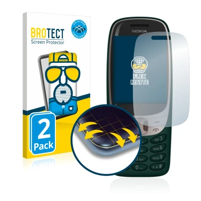 Face avant d’un emballage produit avec le logo de la marque BROTECT. À côté, l’appareil Nokia 6310 (2021) est représenté avec