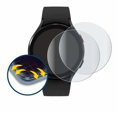 Image de l'appareil Samsung Galaxy Watch 4 (44mm) avec une grande variété de protections d'écran.