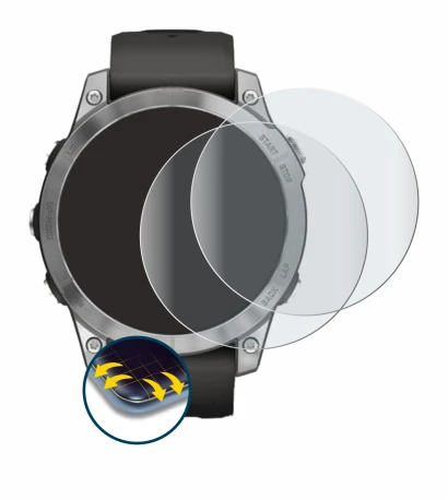 Image de l'appareil Garmin Fenix 7 (47 mm) avec une grande variété de protections d'écran.