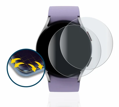 Image de l'appareil Samsung Galaxy Watch 5 (40mm) avec une grande variété de protections d'écran.