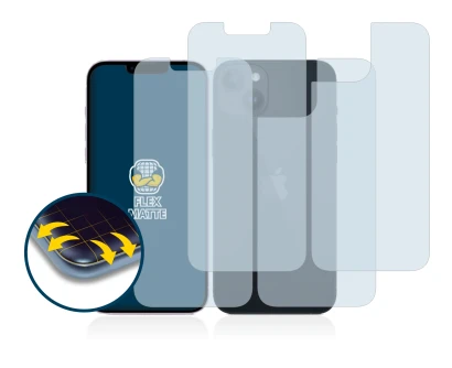 Image de l'appareil Apple iPhone 14 (Avant+Arrière) avec une grande variété de protections d'écran.