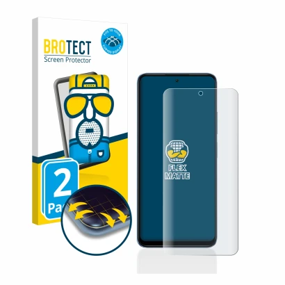 Face avant d’un emballage produit avec le logo de la marque BROTECT. À côté, l’appareil Xiaomi Redmi Note 12 est représenté av