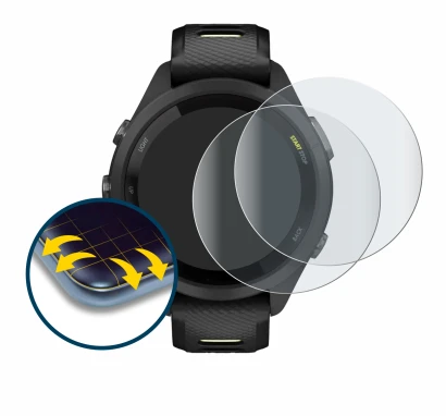 Image de l'appareil Garmin Forerunner 265S (42 mm) avec une grande variété de protections d'écran.