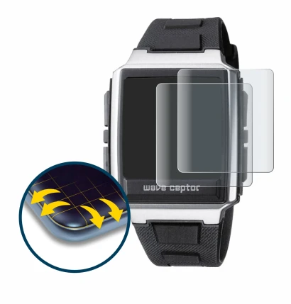 Image de l'appareil Casio WV-59 avec une grande variété de protections d'écran.