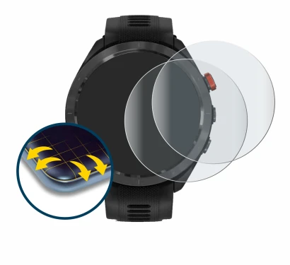 Image de l'appareil Garmin Approach S70 (47 mm) avec une grande variété de protections d'écran.