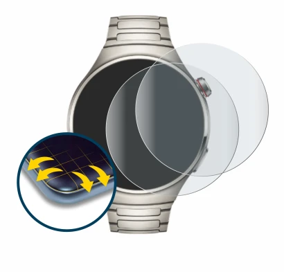 Image de l'appareil Huawei Watch 4 Pro avec une grande variété de protections d'écran.
