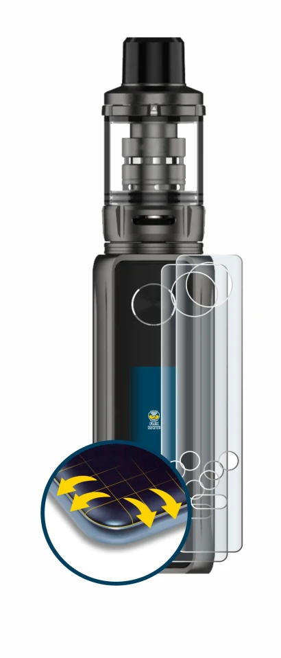 Image de l'appareil Vaporesso Target 100 Mod avec une grande variété de protections d'écran.