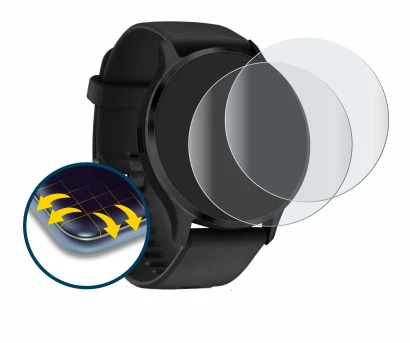 Image de l'appareil Garmin Venu 3S avec une grande variété de protections d'écran.