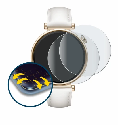 Image de l'appareil Huawei Watch GT 4 (41mm) avec une grande variété de protections d'écran.