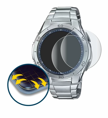 Image de l'appareil Casio WVA-M650D-2A avec une grande variété de protections d'écran.