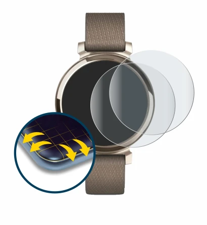 Image de l'appareil Garmin Lily 2 avec une grande variété de protections d'écran.