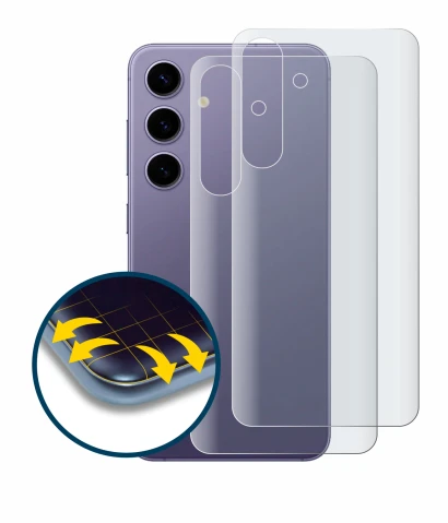 Image de l'appareil Samsung Galaxy S24 (Arrière) avec une grande variété de protections d'écran.