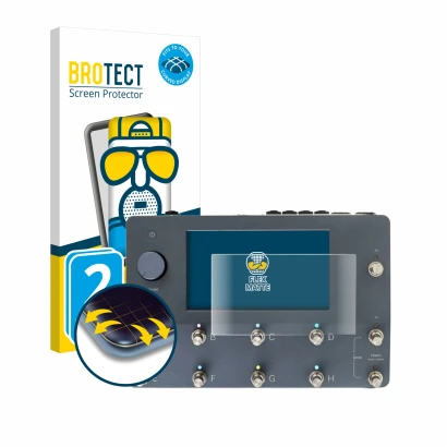 Face avant d’un emballage produit avec le logo de la marque BROTECT. À côté, l’appareil Neural DSP Quad Cortex est représenté 