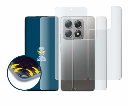 Image de l'appareil Xiaomi 14T (Avant+Arrière) avec une grande variété de protections d'écran.