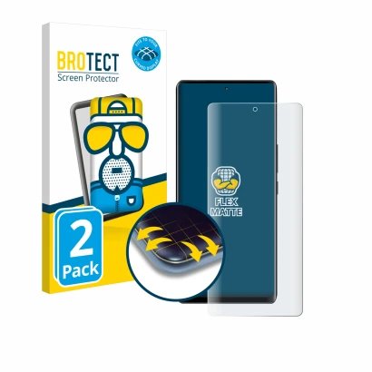 Face avant d’un emballage produit avec le logo de la marque BROTECT. À côté, l’appareil Volla Phone Quintus est représenté ave